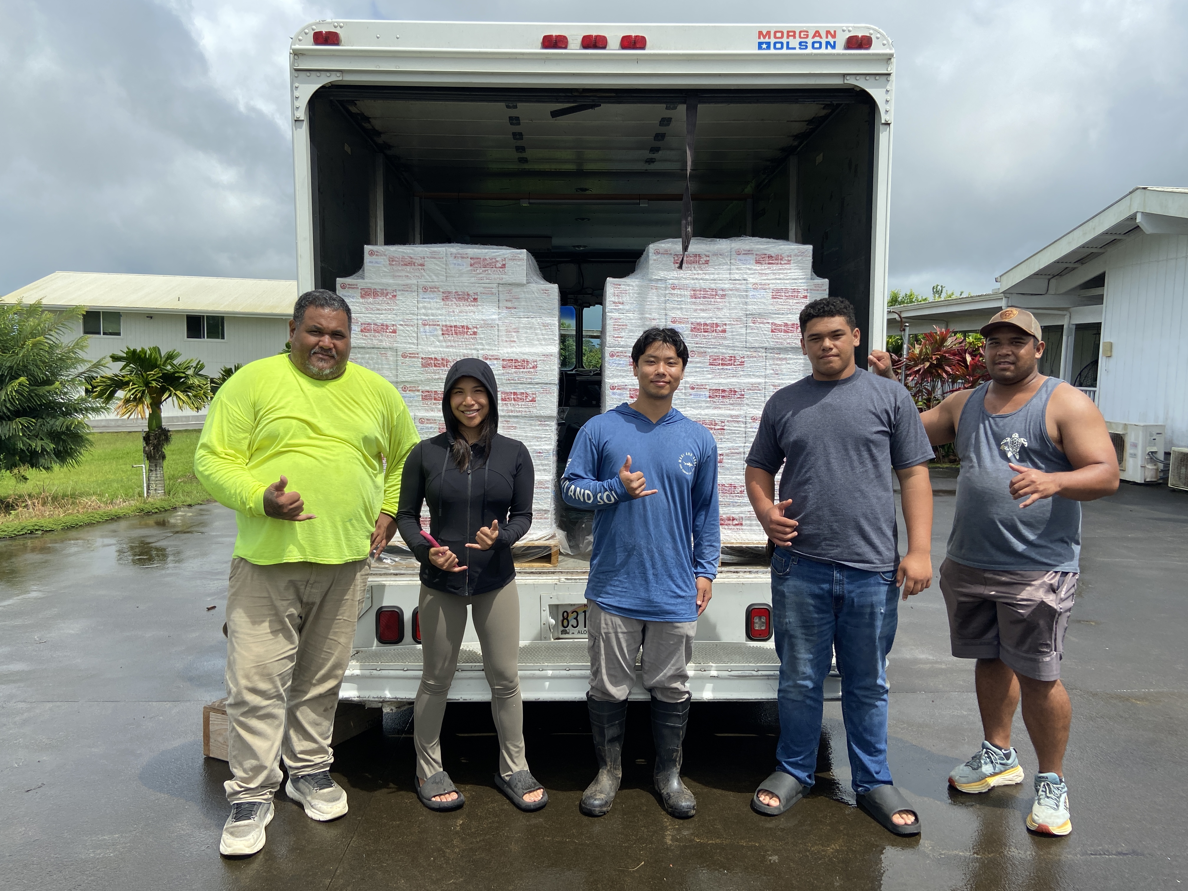 L-R: Ulu Kaleohano, Chanel, Gavin, Kai Kailiawa and Braddah Dacalio